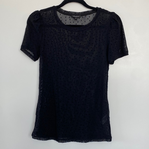 Dynamite Dotted Mesh Top - Picture 1 of 6